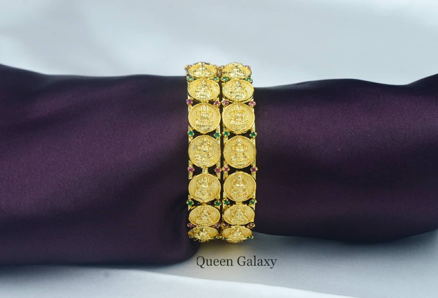 Goldplated lakshmi AD stone bangles