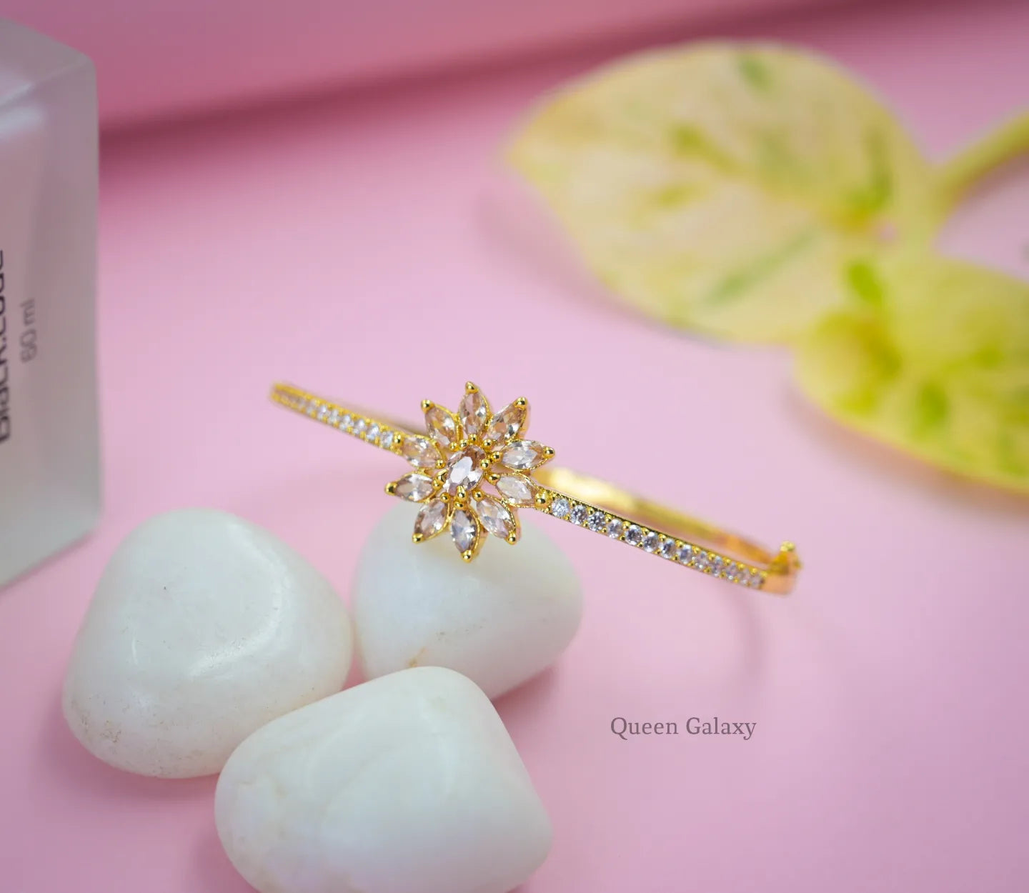 Goldplated AD Stone Lock Bangle