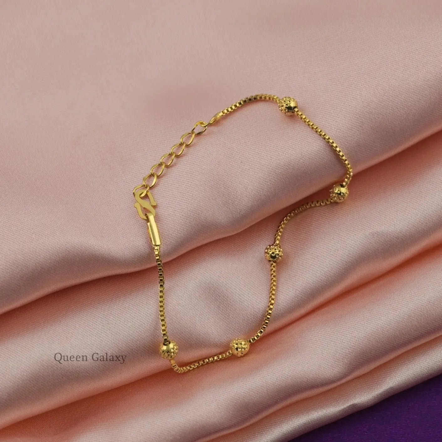 Gold Plated Bead Chain Bracelet for Women