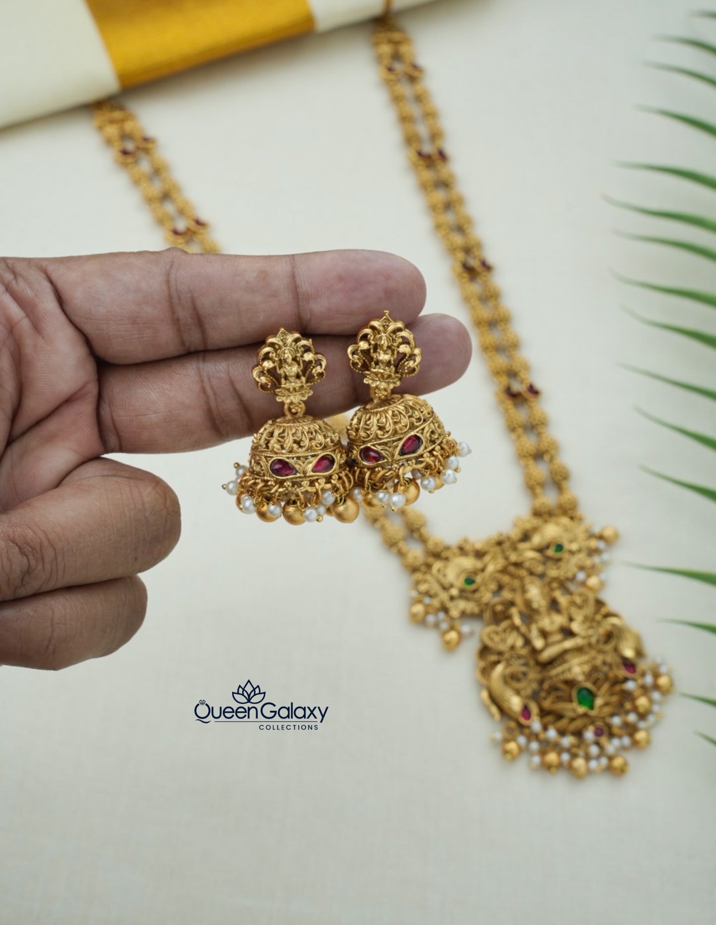 Antique Lakshmi Longharam With Jimikki