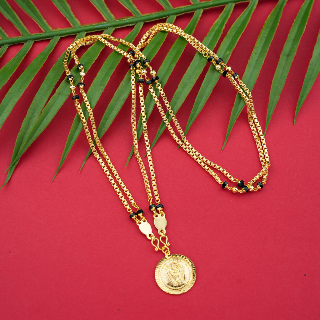 Gold Plated Double Lyre Chain With Pendent