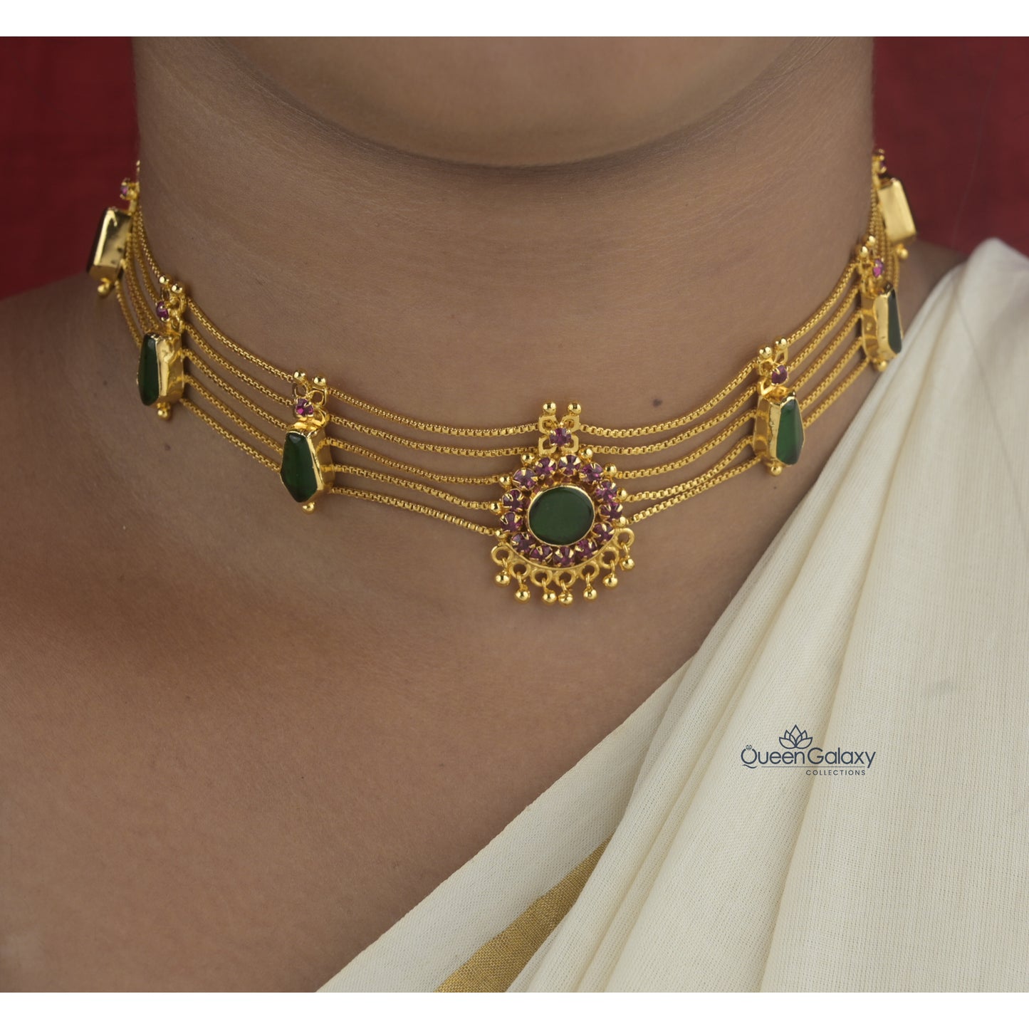 Goldplated Nagappadam Choker Necklace With Earrings