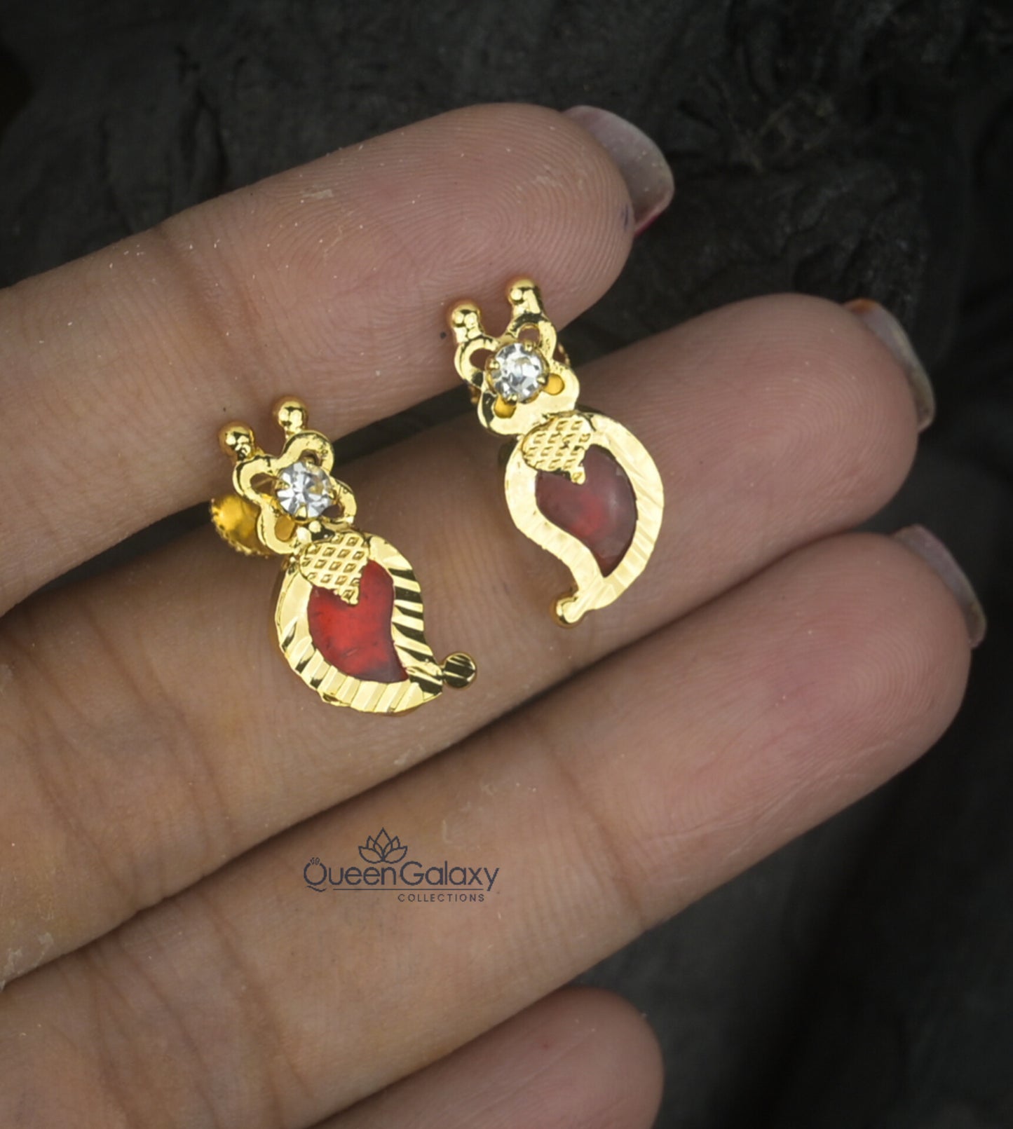 Goldplated Palakka Mango Stud