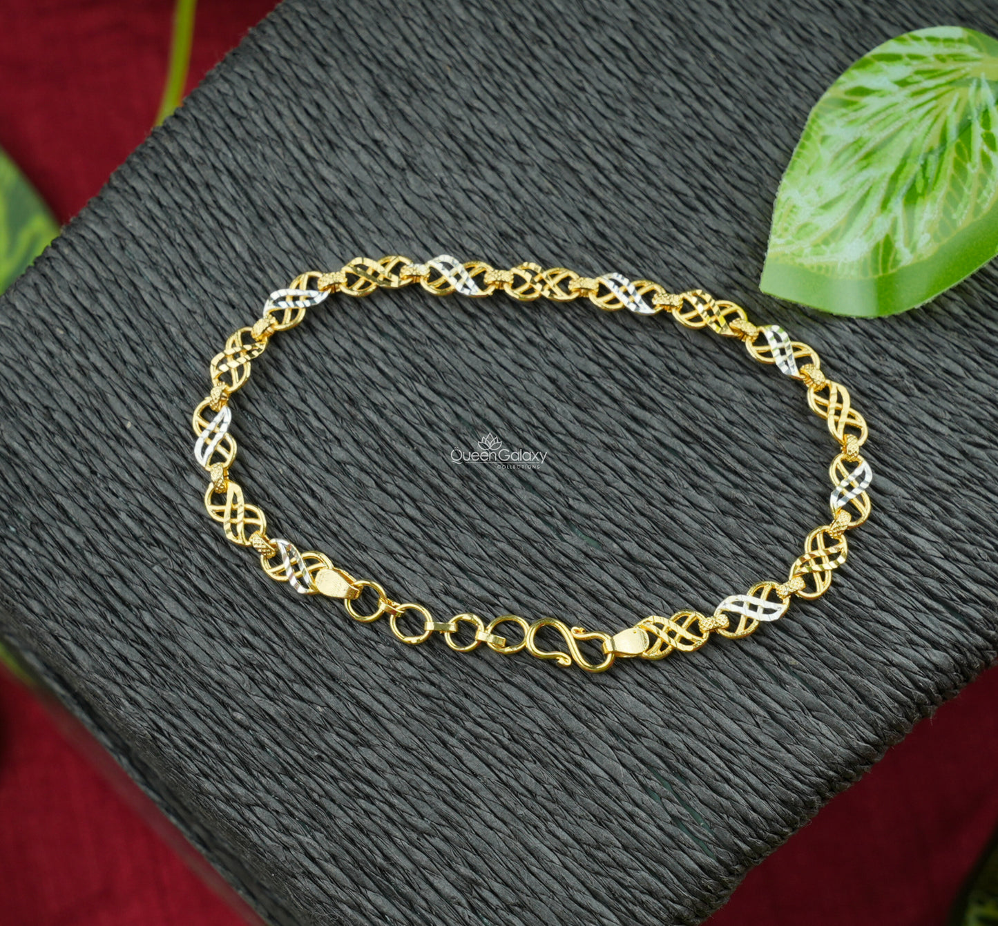 White Gold Plated Twisted Link Bracelet