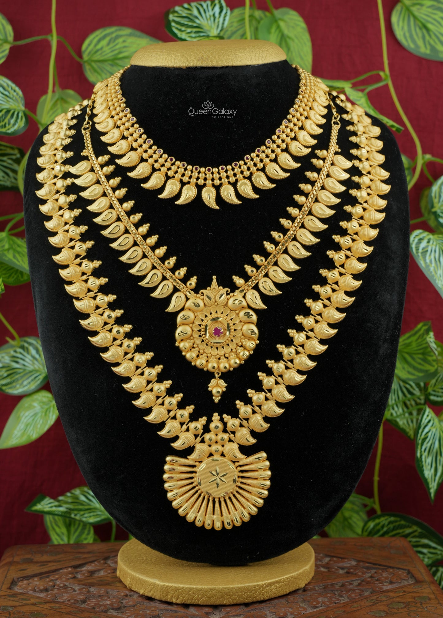 Gold Plated Bridal Set - Choker, Necklace & Longharam