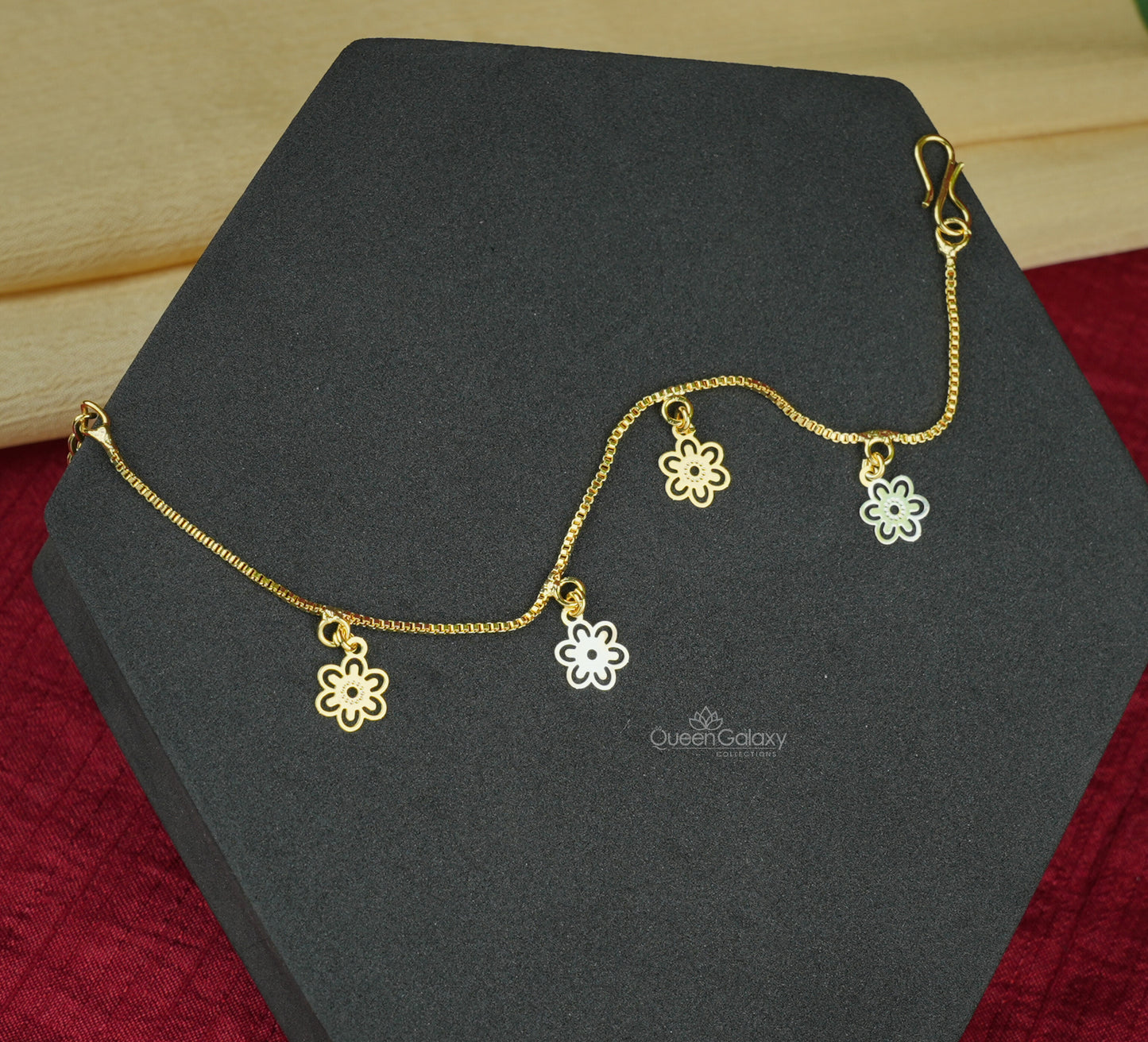 White & Gold Plated Floral Bracelet for Women