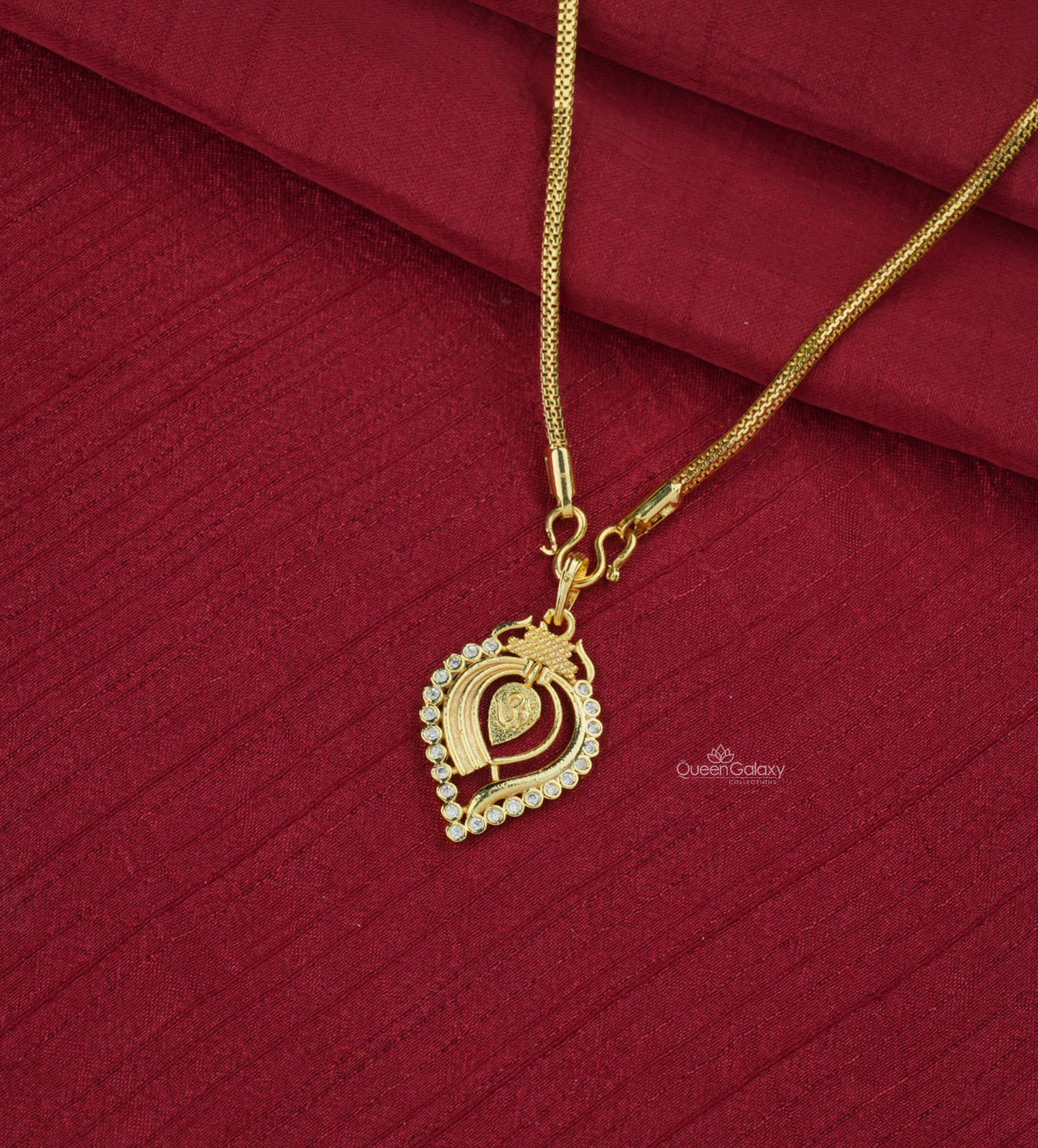 Goldplated Square Box Chain with AD Stone Thali