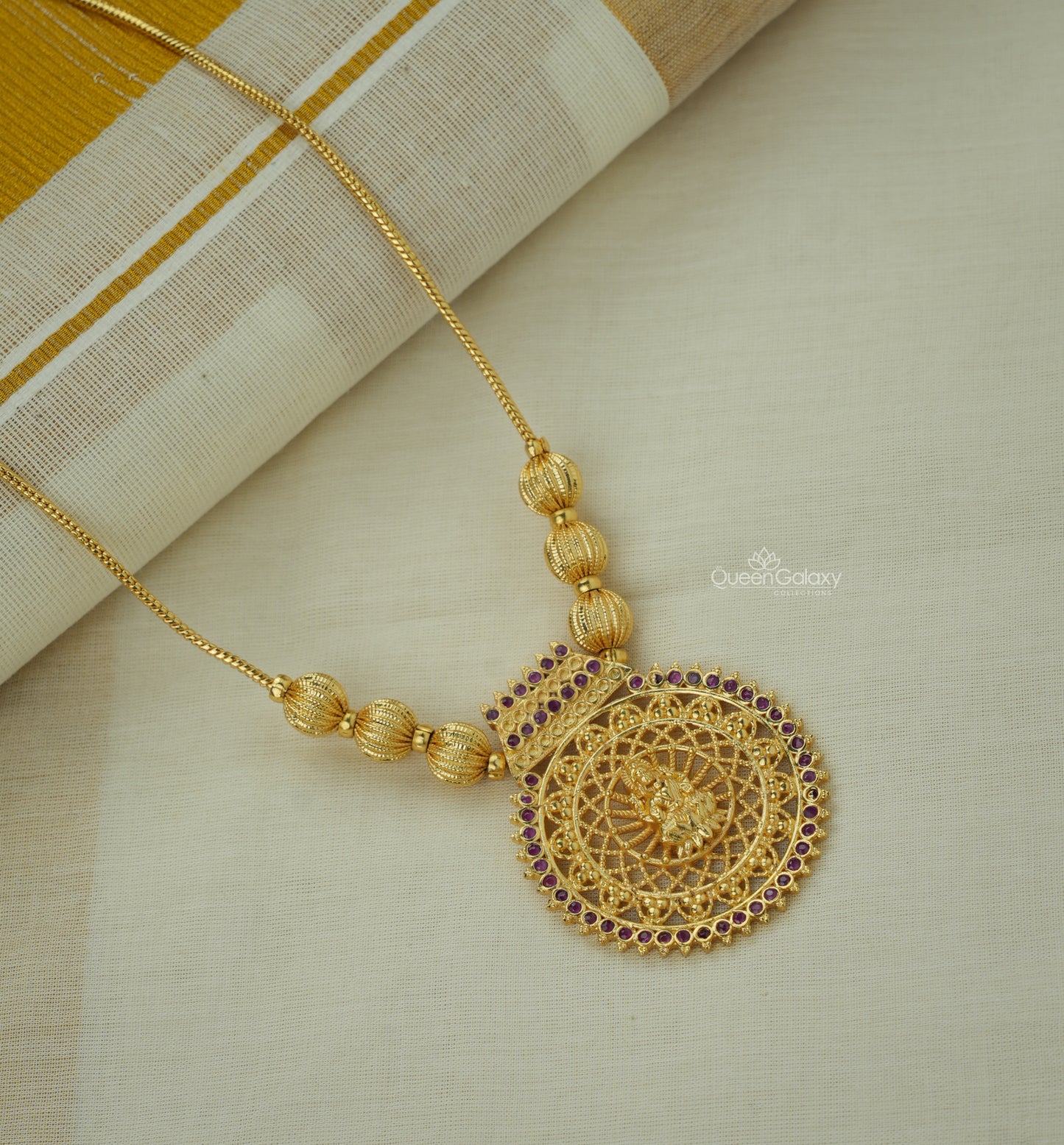 Goldplated AD Stone Lakshmi Necklace