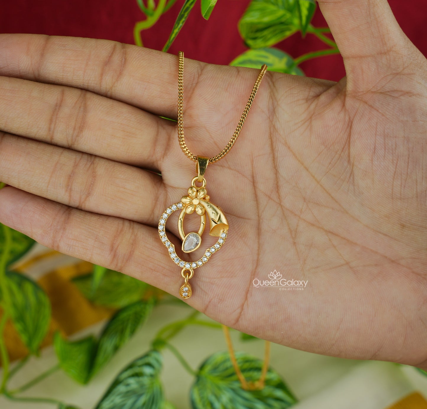 Goldplated Chain With AD Stone Pendant