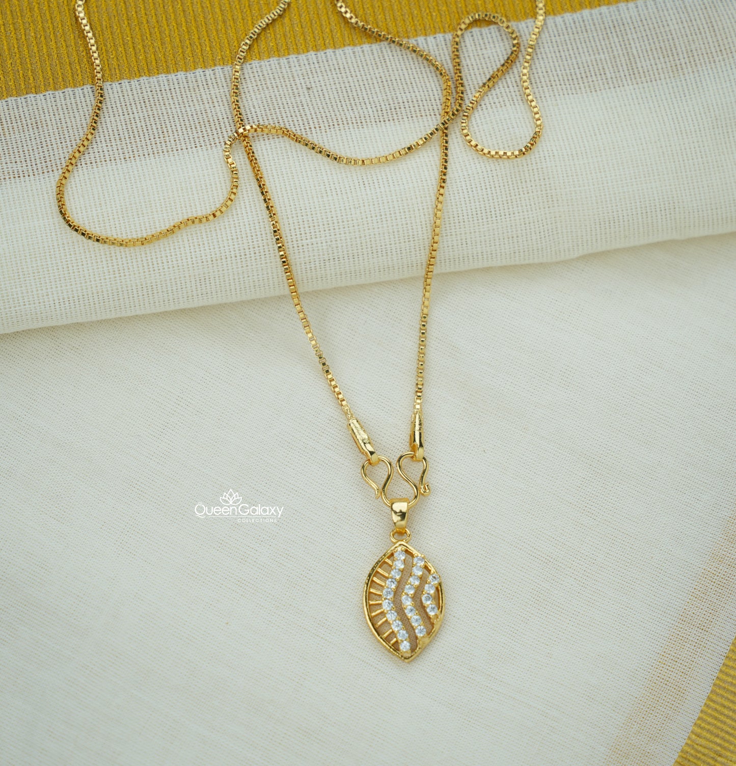 Goldplated Chain With AD Stone Pendant