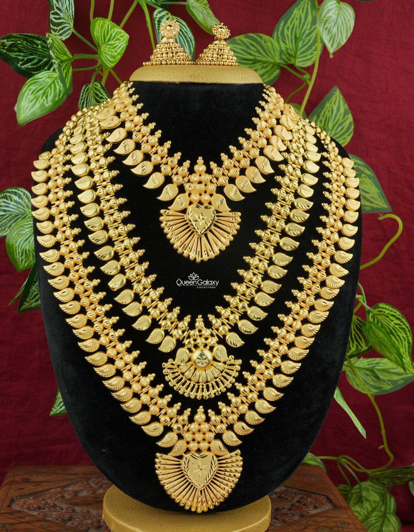 Gold Plated Bridal Set, traditional jewelry includes jimikki, Necklace & 2 Long Chains