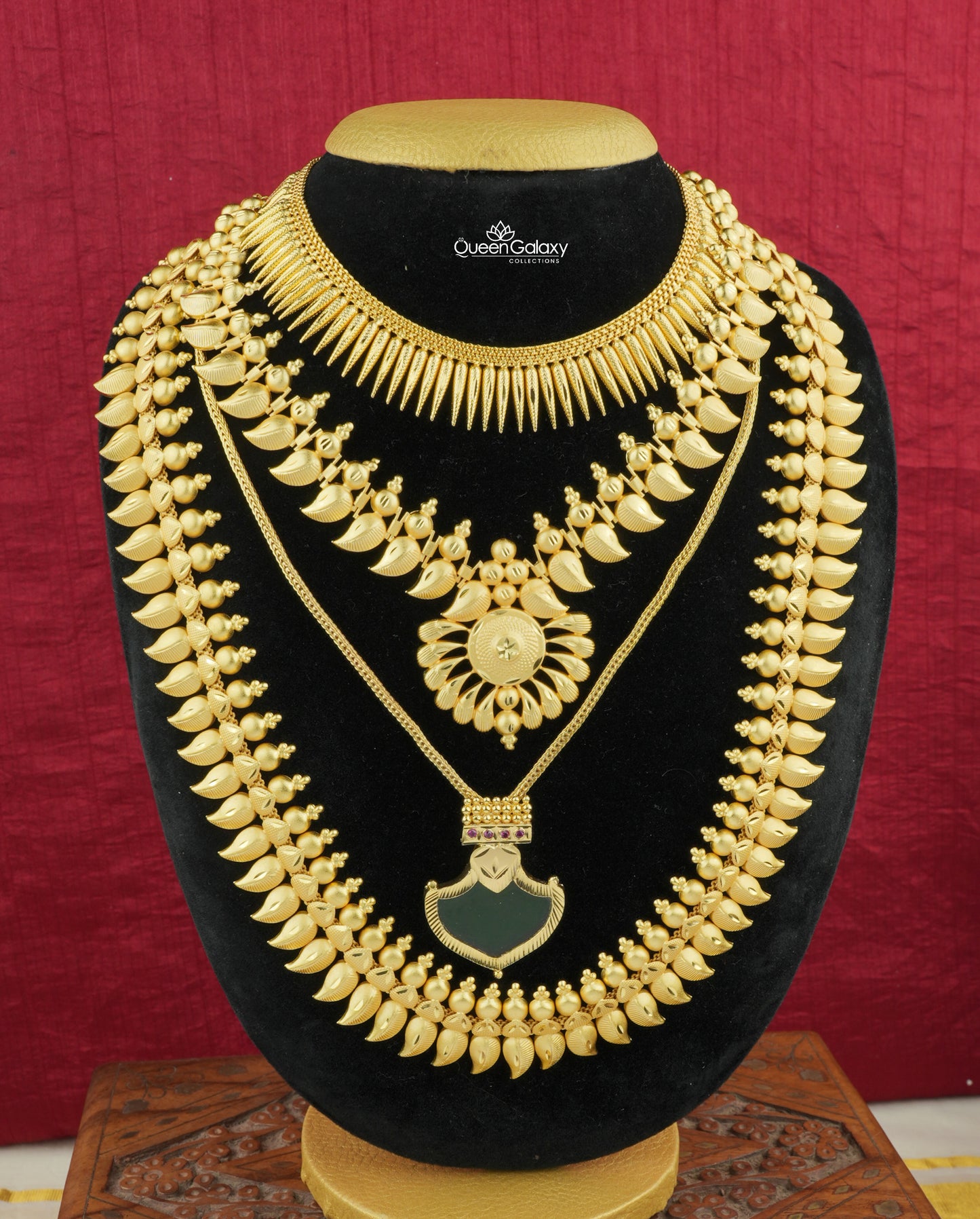 Gold Plated Kerala Bridal Set – Soochi Mulla, Mango Mala & Palakka Pendant