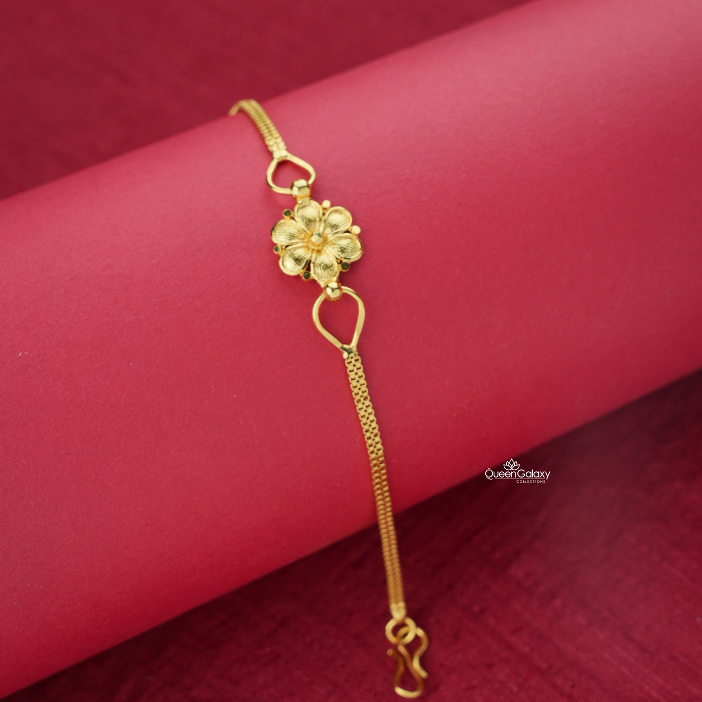 Gold Plated Floral Bracelet for Women - queen galaxy collection