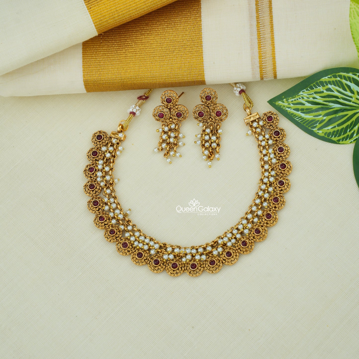 Antique Pearl Necklace With Earrings