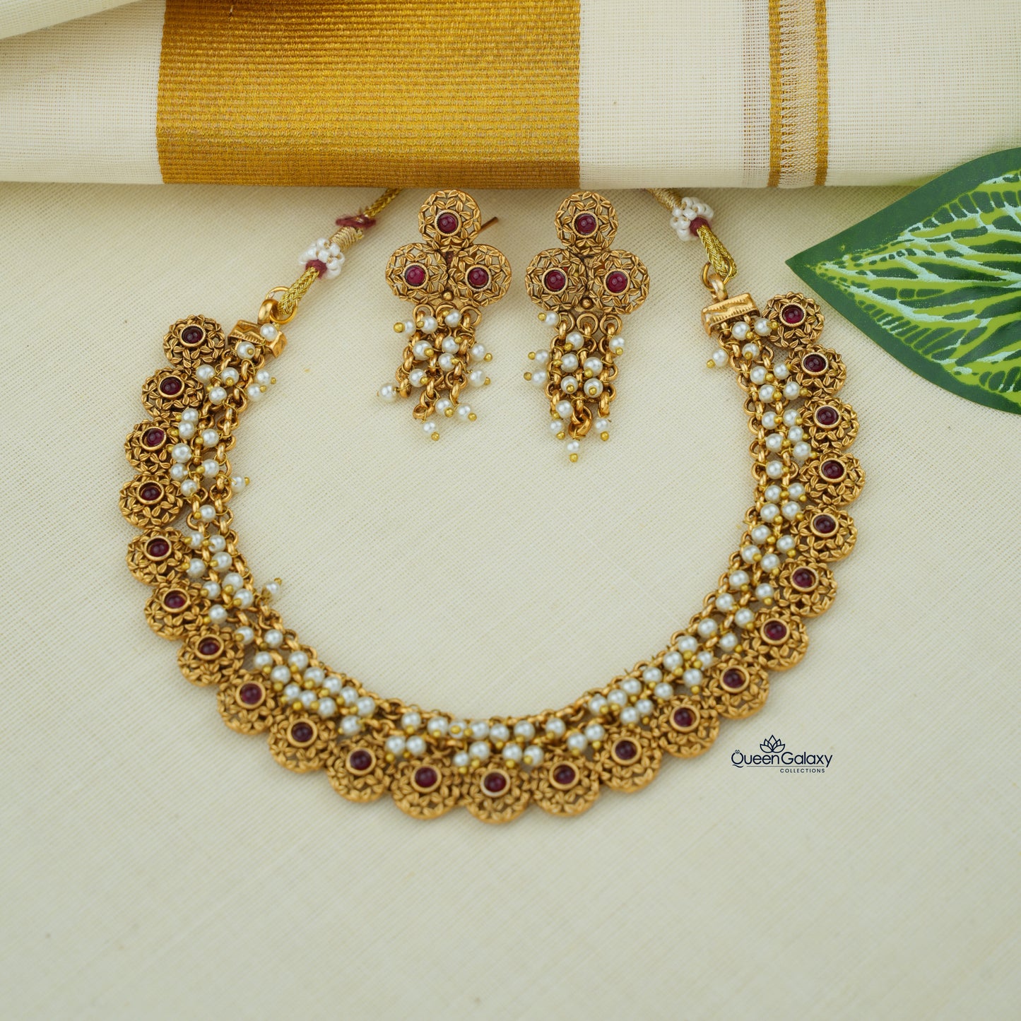 Antique Pearl Necklace With Earrings