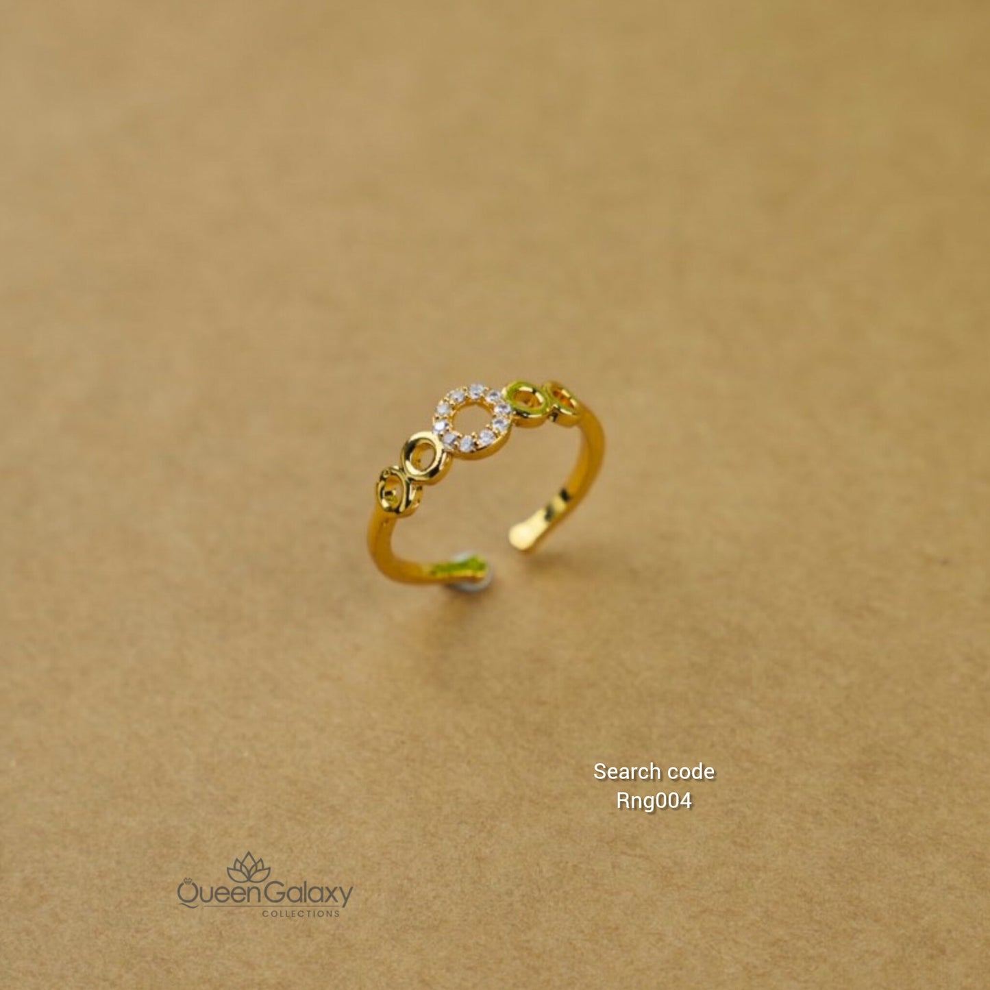Goldplated AD Stone Adjustable Ring