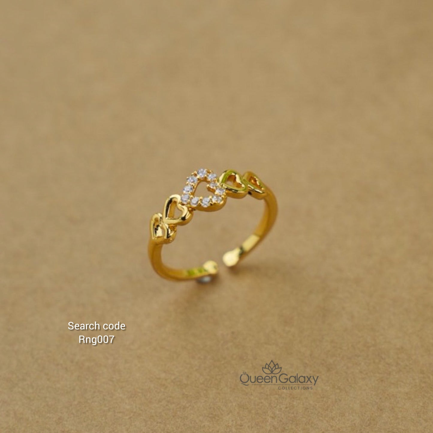 Goldplated AD Stone Adjustable Ring