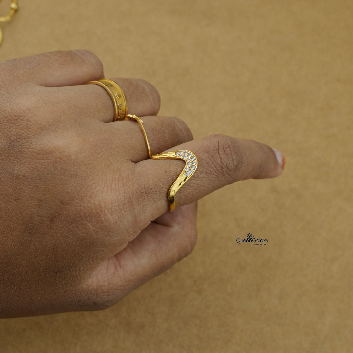 Goldplated AD Stone Adjustable Ring