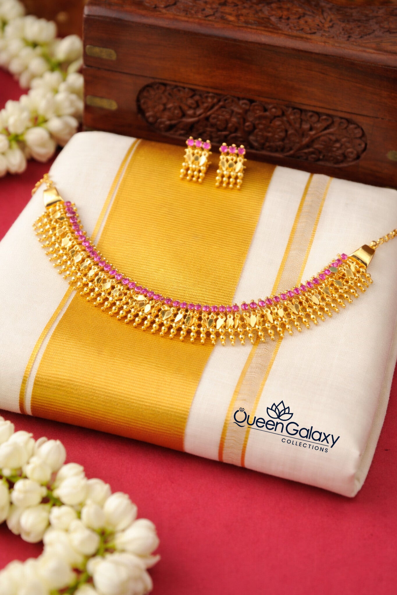 Goldplated Ruby Stone Elakathali With Stud