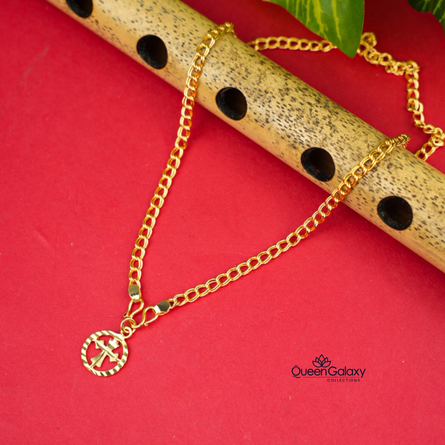 Gold Plated Chain With Cross Pendant
