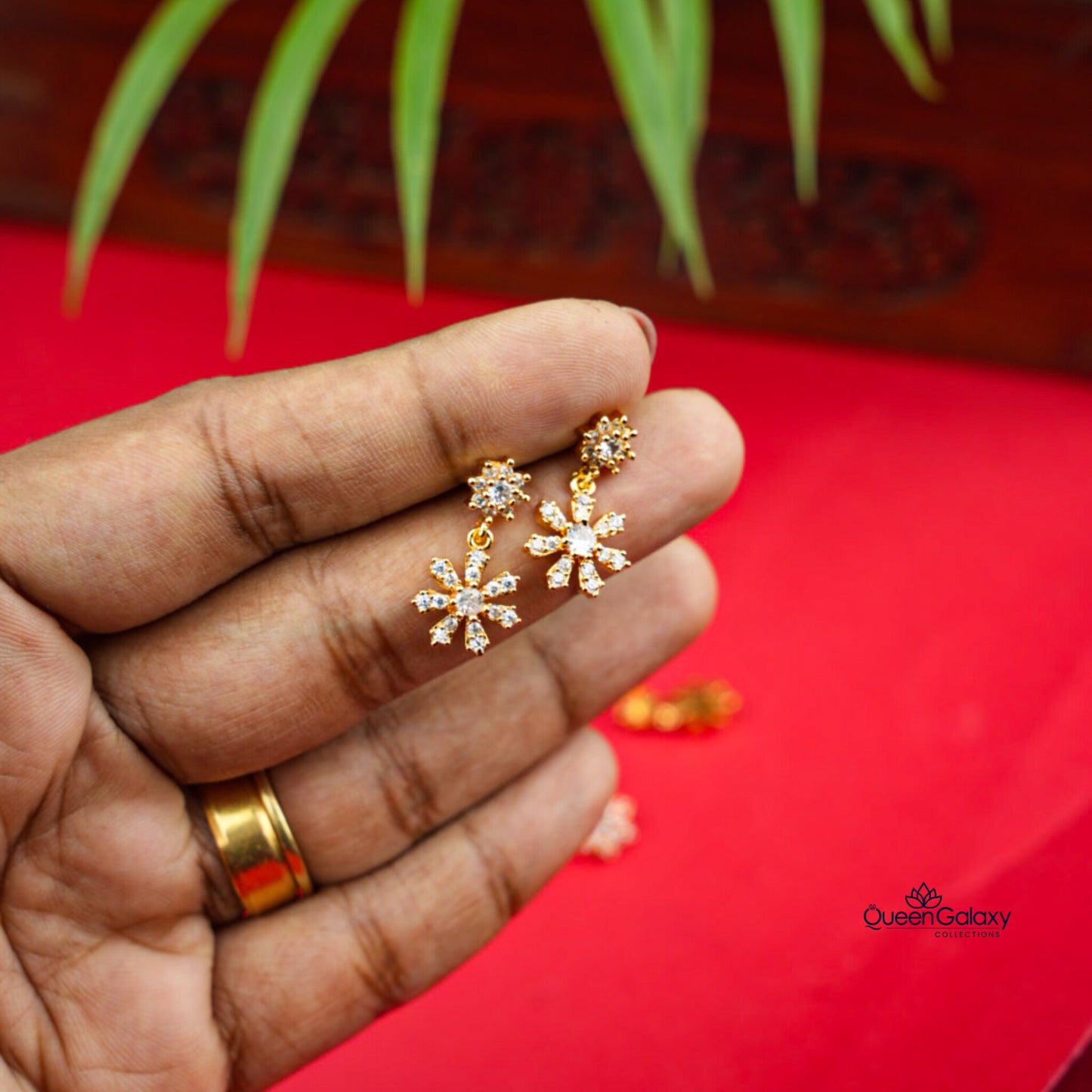 Gold Plated AD Stone Earrings