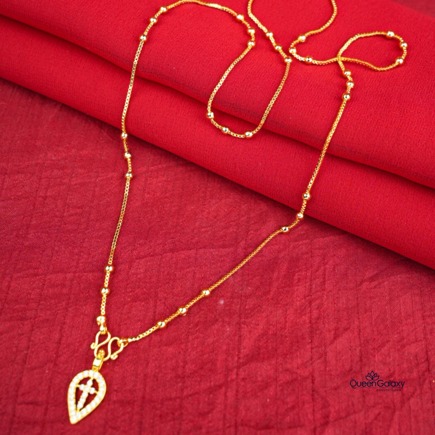 Gold Plated Chain With Cross Thali