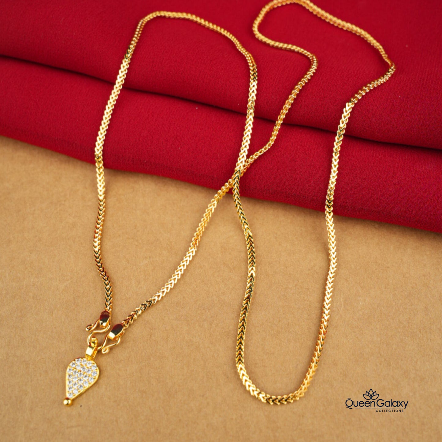 Gold Plated Chain With Diamond Thali