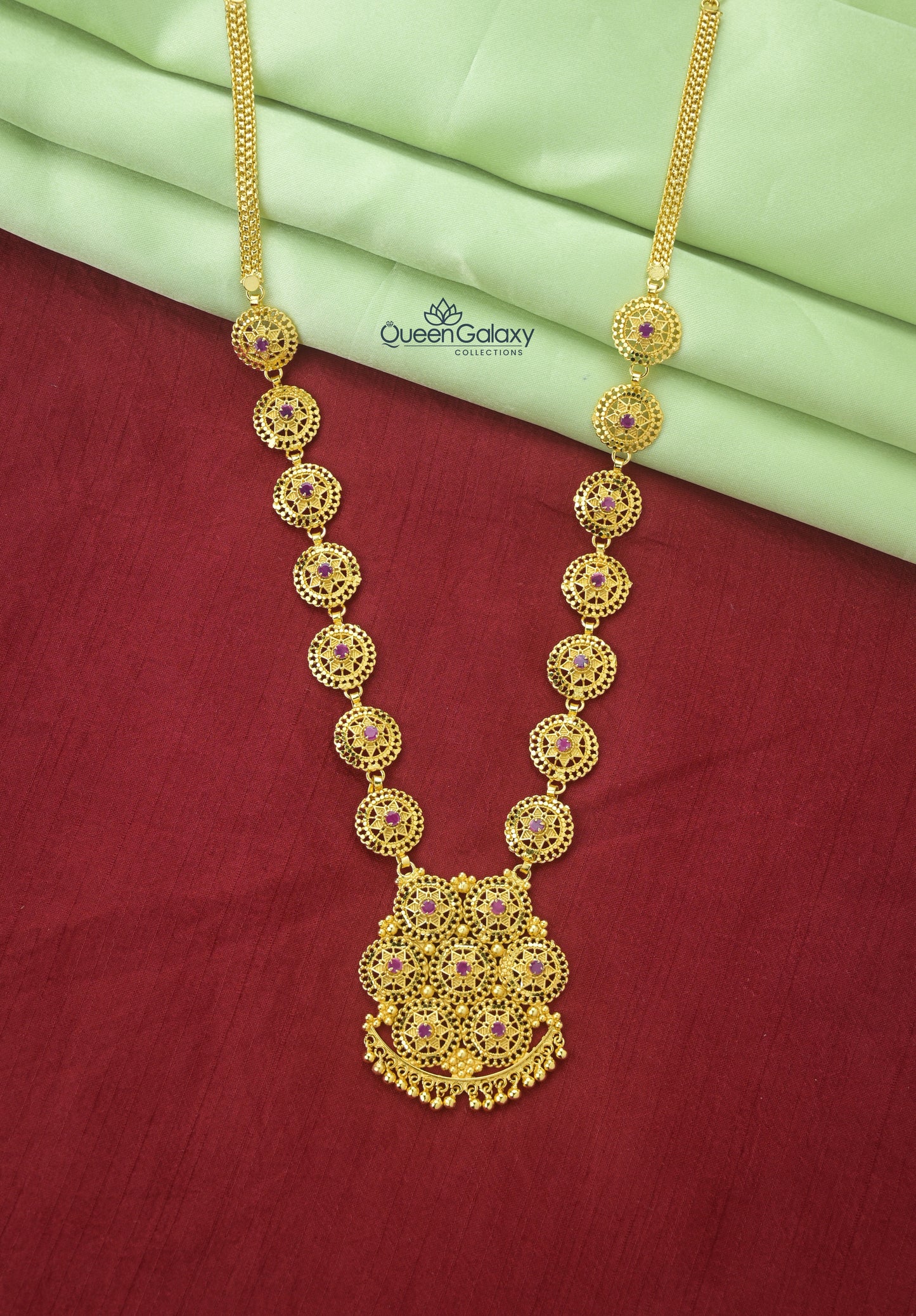 Goldplated Ruby Stone Longharam