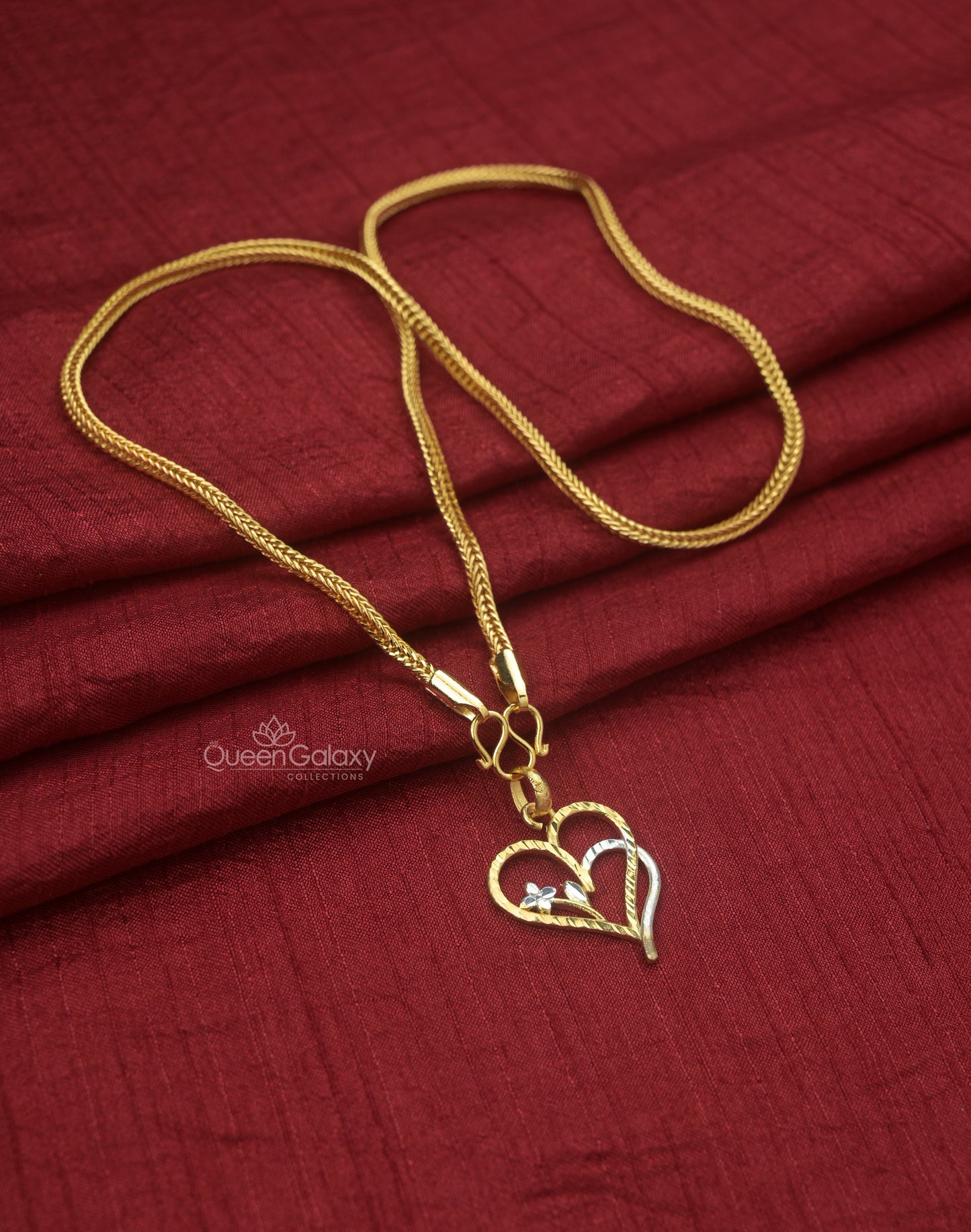 Goldplate Fox Chain With White Goldplated Pendant