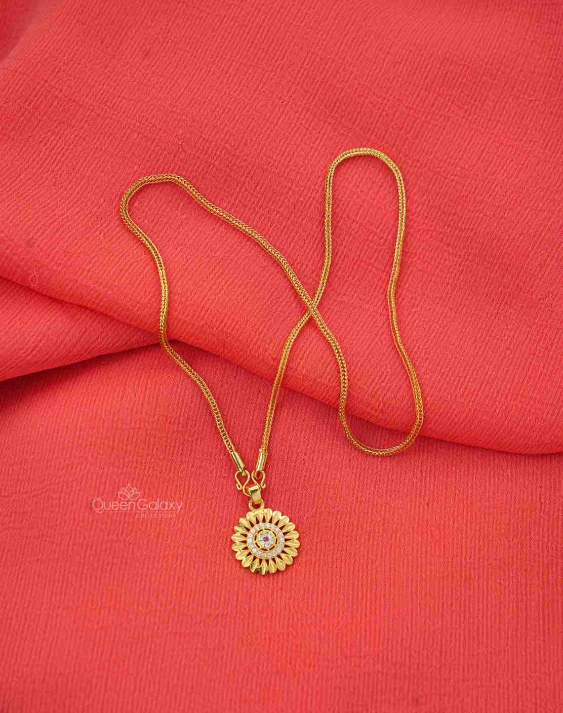 Goldplated Chain With AD Stone Pendant