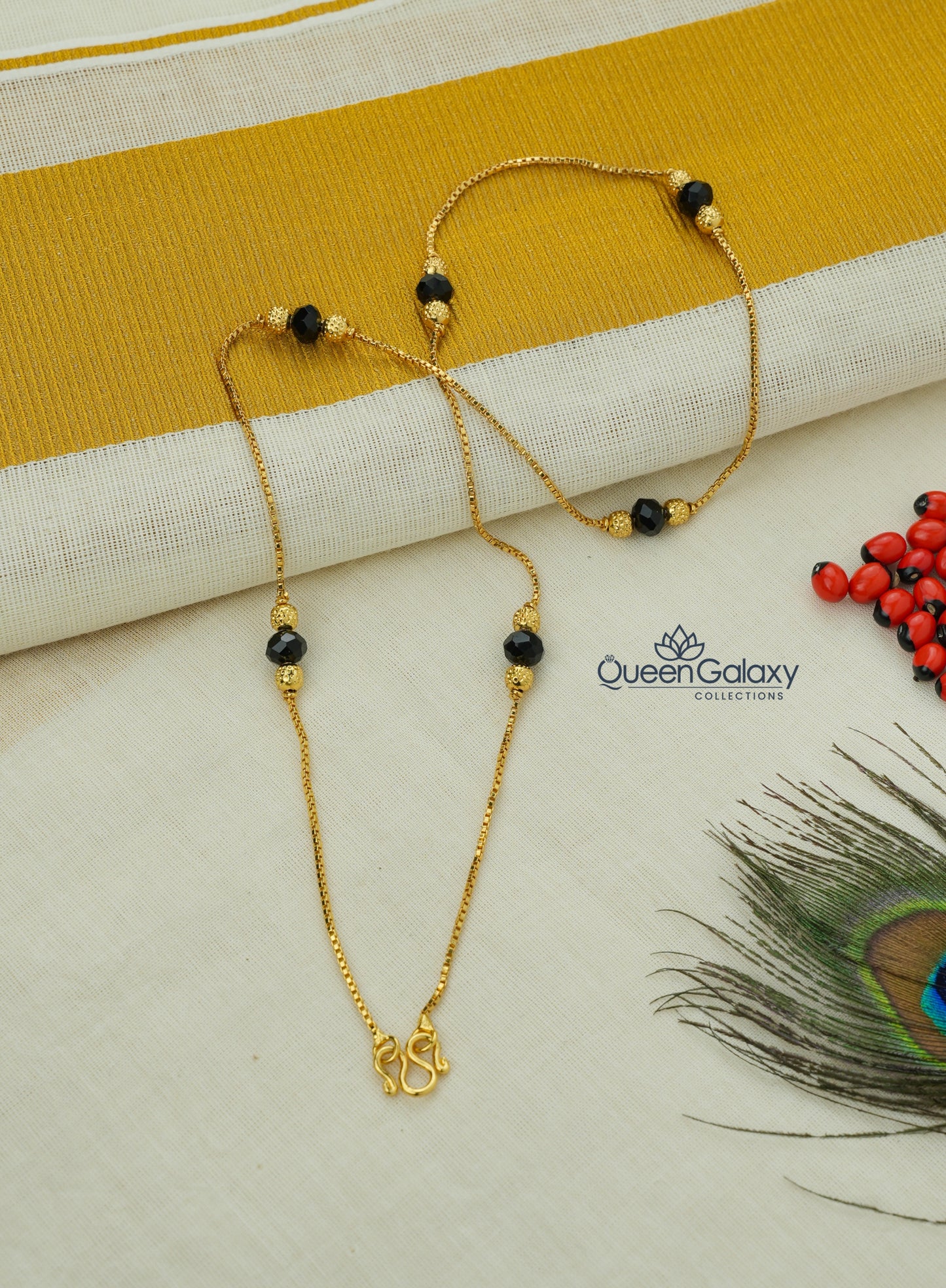 Goldplated Black Crystal Ball Chain