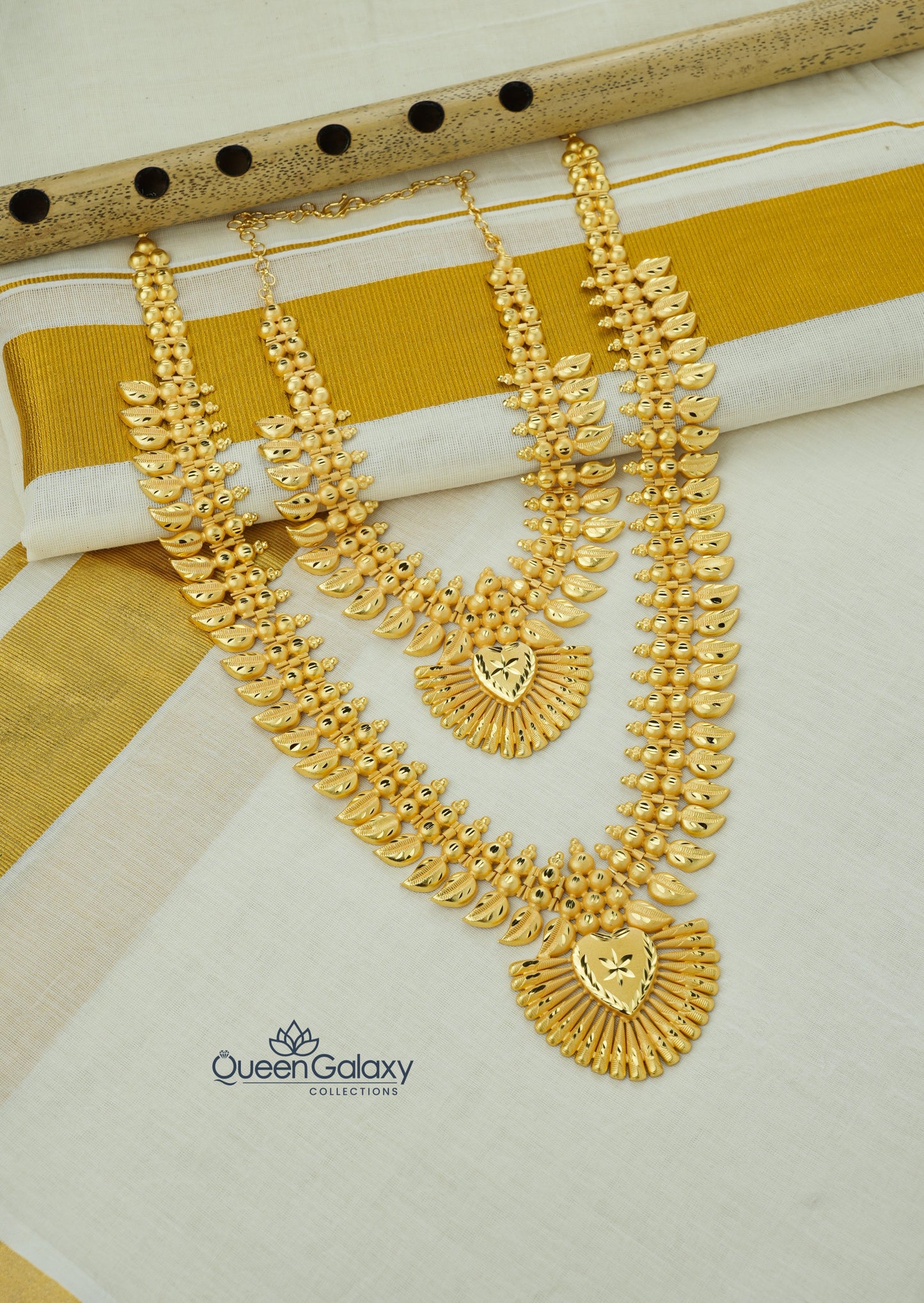 Gold Plated Necklace and Longharam - Kerala Mango Design