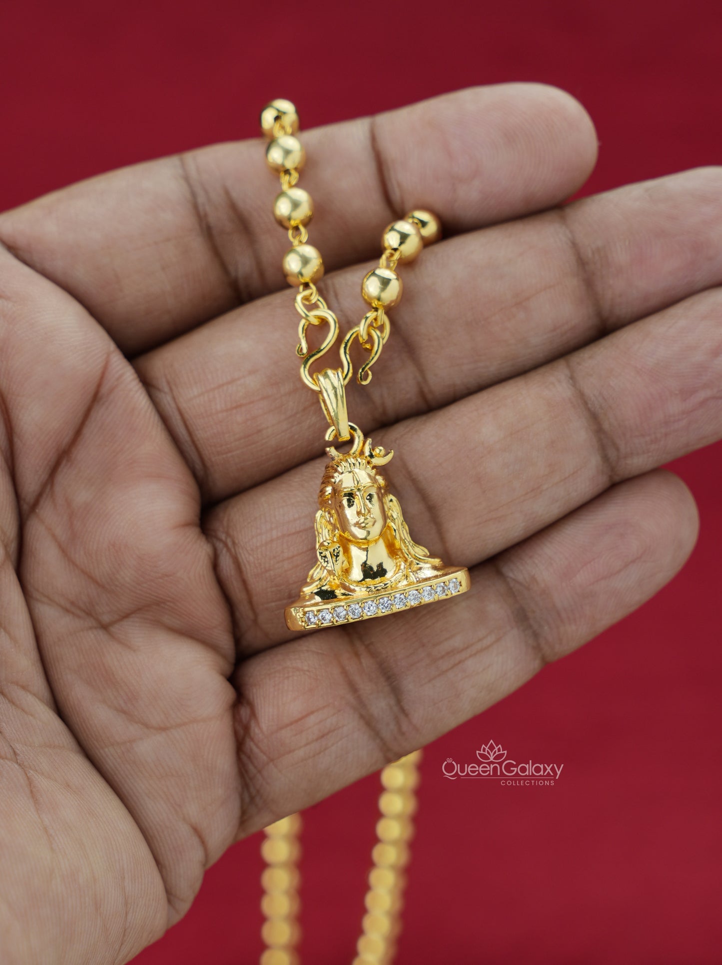 Goldplated Ball Chain With Siva Pendant