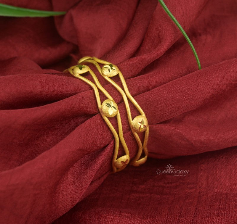 1 Gram Gold Plated Baby Bangle Set | Traditional Star Design