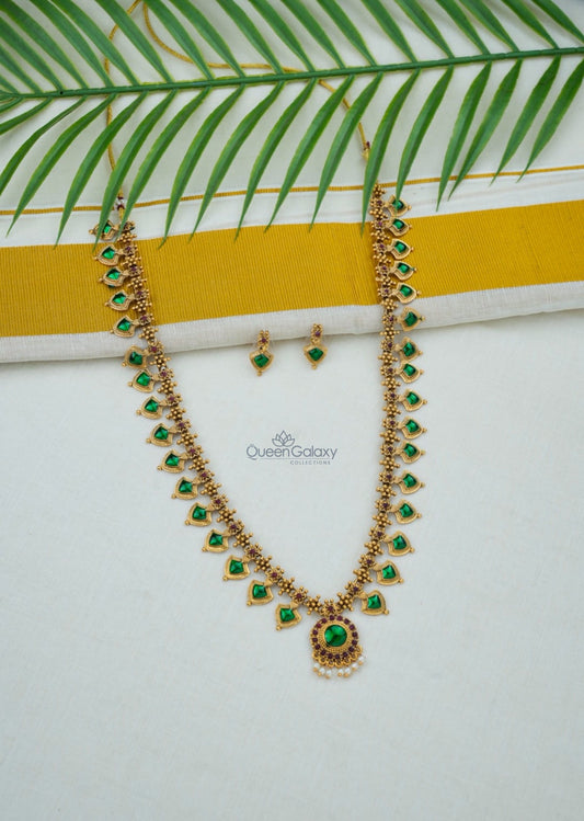 Antique Palakka Model Long Haram With Stud