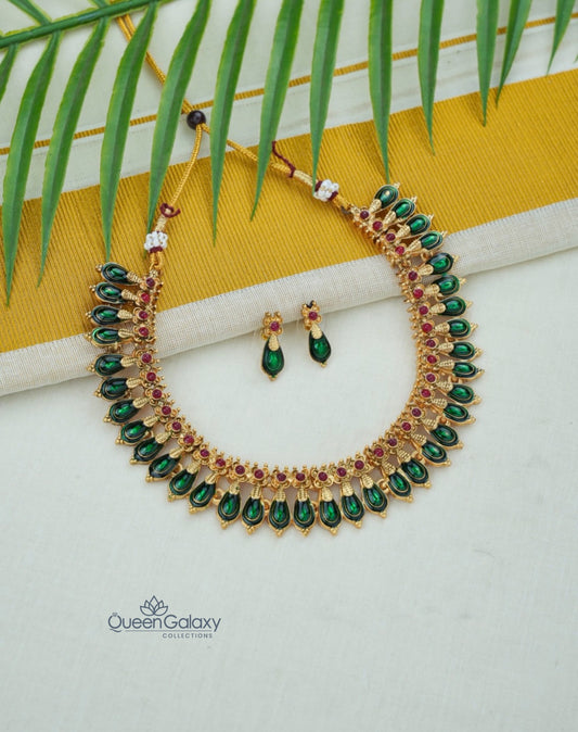 Antique Nagapadam Model Necklace With Earrings