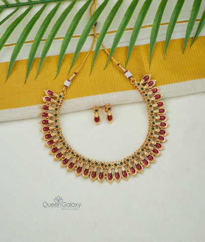 Antique Nagapadam Model Necklace With Earrings