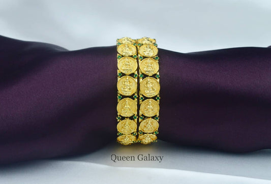 Goldplated lakshmi AD stone bangles