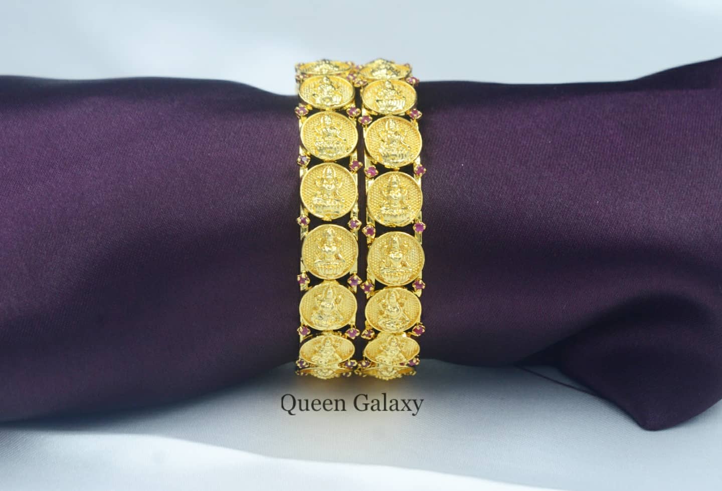 Goldplated lakshmi AD stone bangles