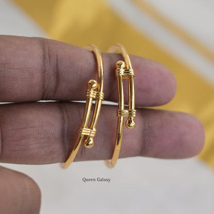 Smooth 1 gram Gold Plated Baby Bangles (Pair) 