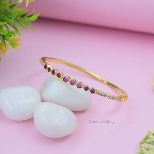 Goldplated AD Stone Lock Bangle
