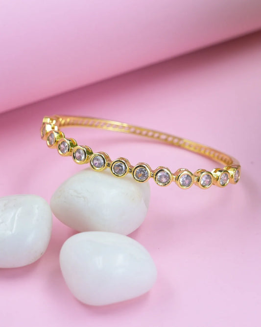 Goldplated AD Stone Lock Bangles