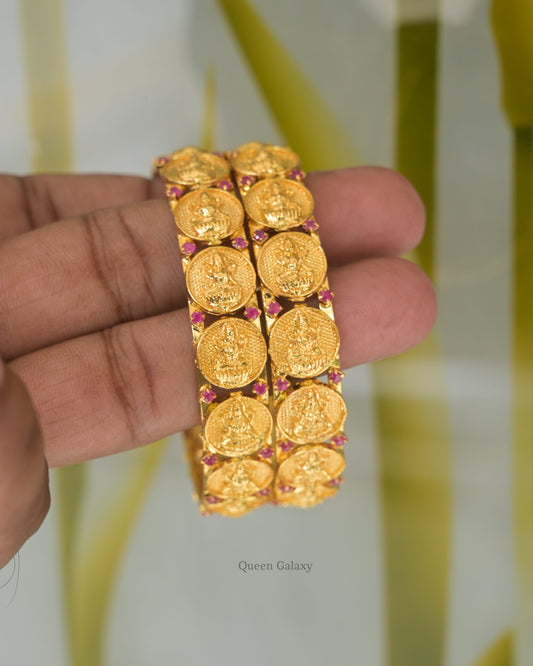 Goldplated Ruby AD stone Lackshmi bangles
