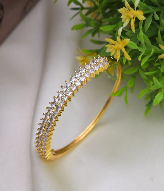 Goldplated Adjusted AD Stone Lock Bangles