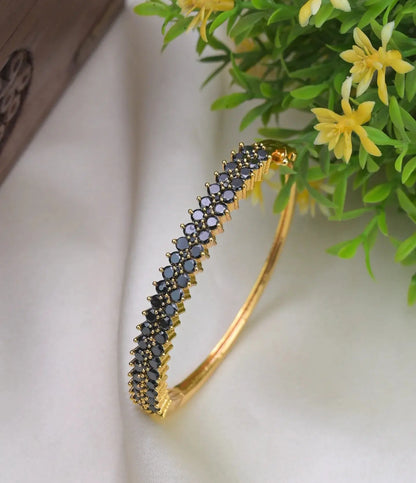 Goldplated Adjusted AD Stone Lock Bangles