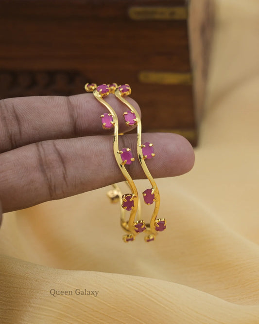 Goldplated Ruby Stone Bangles