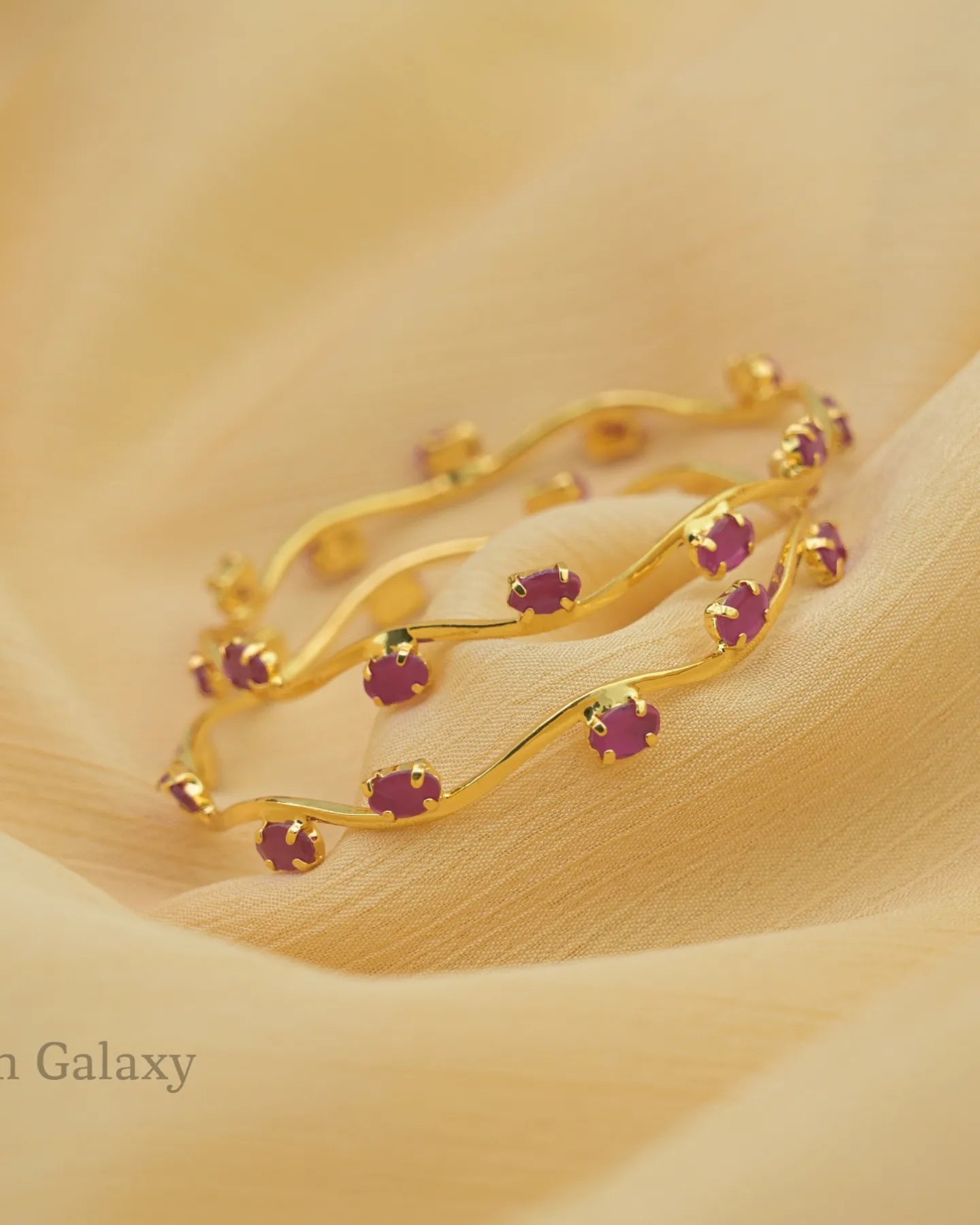 Goldplated Ruby Stone Bangles