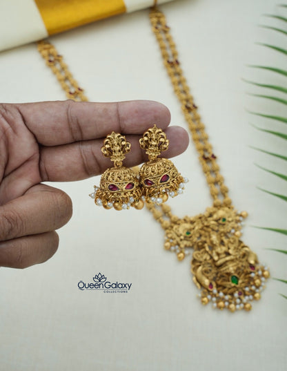Antique Lakshmi Longharam With Jimikki