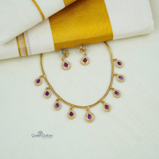 Antoque AD Stone Necklace With Earrings