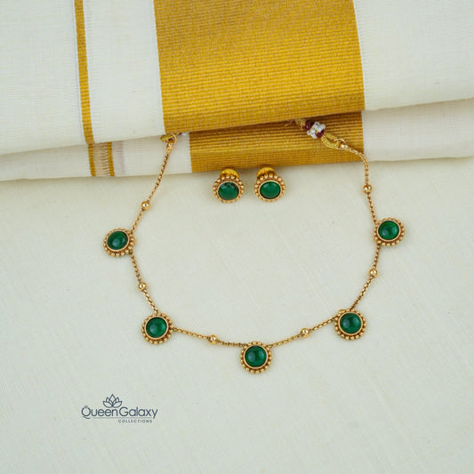 Antique Palakka Necklace With Earrings
